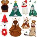Aliceset 4 Pieces Cat Christmas Outfit with Collar Christmas Pet Costume Adjustable Christmas Cat Costumes Elk Reindeer Christmas Hat Cats Clothes Cute Cat Cape for Christmas Puppy Cat, 4 Designs