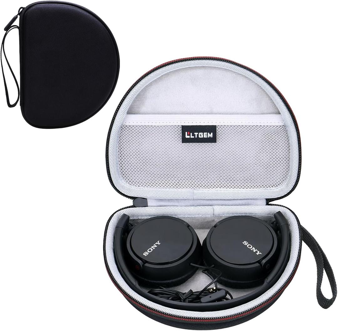 LTGEM Case Compatible with Sony MDR-ZX110 / MDRZX110AP / MDRZX110NC / MDR-ZX310AP ZX Series Wired On-Ear Headphones, Black+Grey(Case Only)