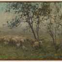 KISSFOX Framed Vintage Landscape Wall Art Natural Scenery Canvas Prints Colorful Painting Artwork Rustic Farmhouse Pictures Decor Living Room Office Bedroom Bathroom Kitchen (24x36 in, Shepherding)