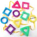 Woanger Shapes Walking Rope for Preschool Walking Rings for Toddlers 10 Colorful Handles Leash for Toddler Class Line Rope 165'' Long Keep Children Calm and Line Classroom Supplies