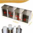 Stainless Steel Cup Dispenser,4 Compartments Cup Holder and Lid Holder with Adjustable Dividers,Cup Organizer for Kitchen Cabinets Cafe Shop Restaurant,Includes Straw Holder