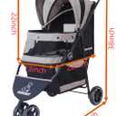 ROODO 3 Wheel Dog Pet Cat Stroller Best Lightweight Foldable Compact Portable Jogger All Terrain Travel Pet Gear Puppy Kitty Stroller for up to 30lbs Medium Small Dogs and Cats(Light Khaki)