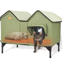 Heated Cat House for Outside Cats in Winter, Extra Large Heated Outdoor Cat House Weatherproof Insulated with Elevated Base & Escape Door, Waterproof Cat Shelter for Multiple Cats Feral Stray Kitty