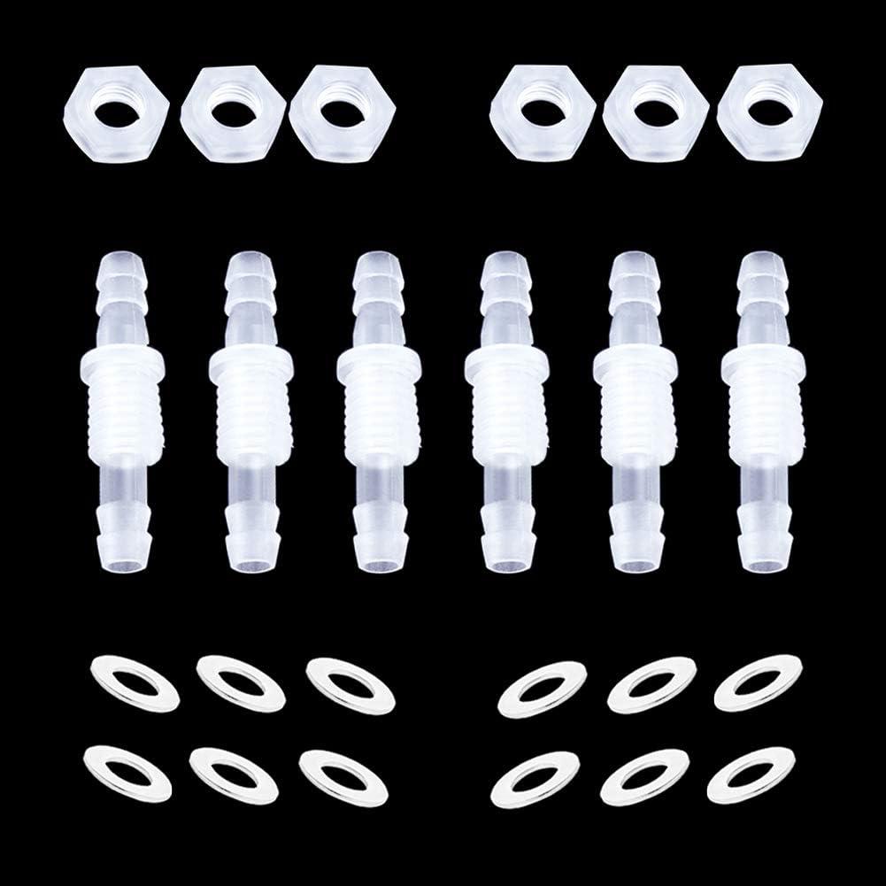 1/4 Thru-Bulk Bulkhead Plastic Hose Barb Fittings Union Adapter Fittings for Aquarium Fuel Gas Liquid Air with Metal washers (Pack of 6)