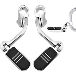 1.25" Highway Footpegs, Motorcycle Adjustable Footrest for Harley Davidson Touring Road King Road Glide Street Glide Electra Glide Sportster Softail 1 1/4" Engine Guard Foot Pegs, Chrome
