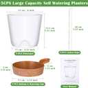 5 Pack Self Watering Plant Pots, 6 inch Plastic Plant Pots Set Bottom Watering Planters With Absorbent Rope & Saucer, Self Watering for Indoor Plants Minimalist Decor Outdoor Garden Flower. (White)