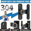 90 Degree Flip Barn Door Lock, Sturdy 304 Stainless Steel Gate Latch, Home Security Sliding Door Lock Best for Barn, Bathroom, Bedroom, Cabinet, Garage, Garden, Fence (Long Black-1pc)