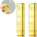 2PACK Golden Windproof Flame Adjustable Lighter,Cool,Jet Torch Flame Lighters,Butane Refillable Torch,BBQ Candles Camping (No Butane Fuel)