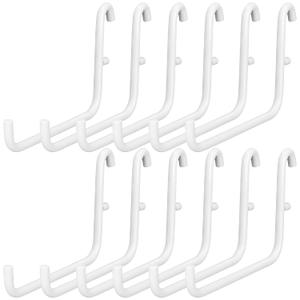 4 Pcs Pegboard Hooks, 6 x 9.5 Centimeters, Pegboard Accessories Compatible with IKEA Skadis Long Metal Storage Hooks for Home Office Indoor Tool Supply (White)