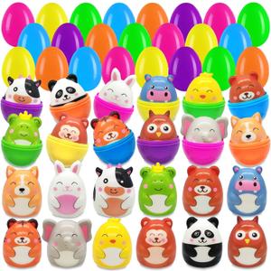 Prefilled Easter Eggs with Squishy Toys - 24 Pack Filled Easter Basket Stuffers Party Favors, Slow Rising Stress Reliever Toys Fillers for Easter Eggs Hunt
