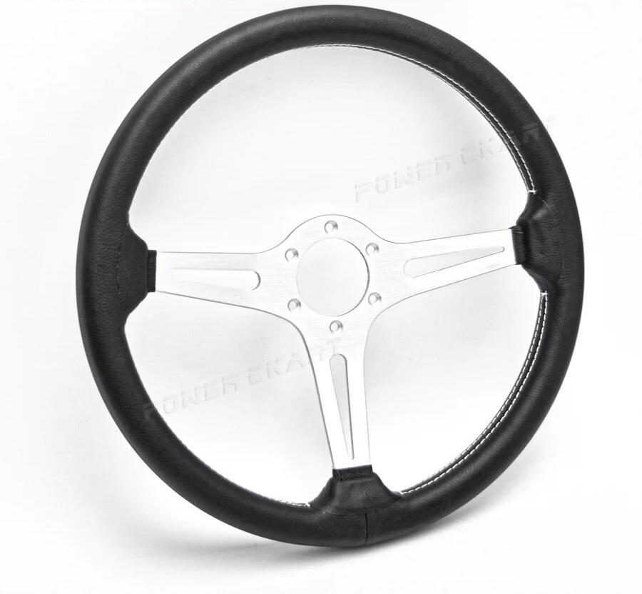 14"Racing Steering Wheel, Perforated Leather Trim Stitch Steering Wheel for Corvette 1963-1982 14"Racing Steering Wheel, Perforated Leather Trim Stitch Steering Wheel for Corvette 1963-1982