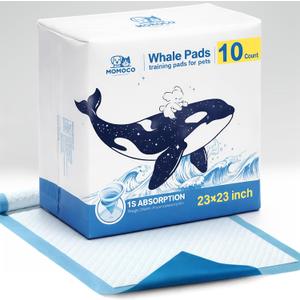 MoMoCo Whale Pads Puppy Pads 10 Pack, Portable Travel Dog Pee Pads, Ultra Absorbent & Leak-Proof, Ideal for Trips, Car, Hotel & Emergency Use