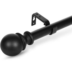 Curtain Rods for windows,1" Diameter Curtain Rod, 32-48" Standard Decorative Window Curtain Rod Set with Brackets for bathroom Kitchen Bedroom Window, Black
