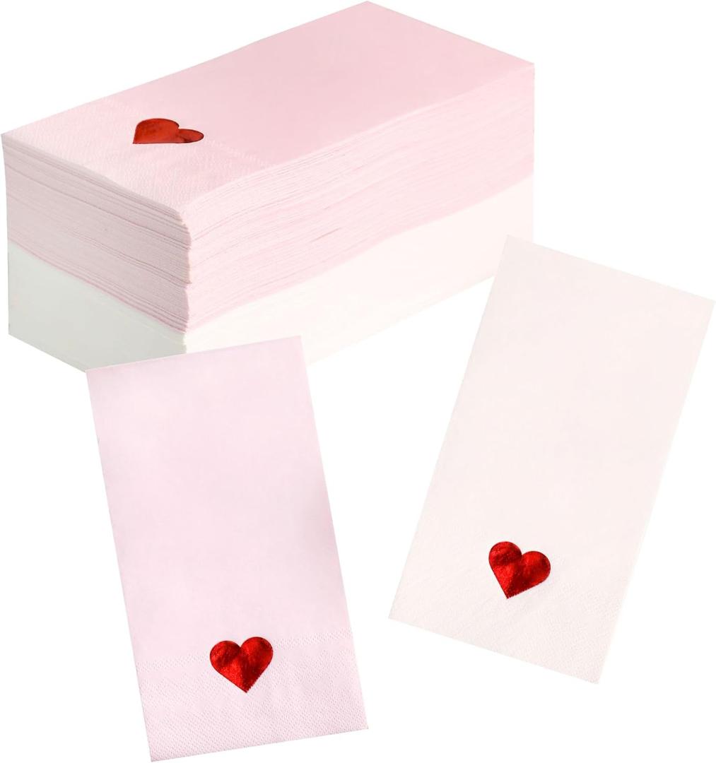 Valentine Dinner Napkins Disposable - 100 Pack - Heart Paper Napkins Valentine's Day Paper Towel Guest Napkins for Valentine Decoration Decor