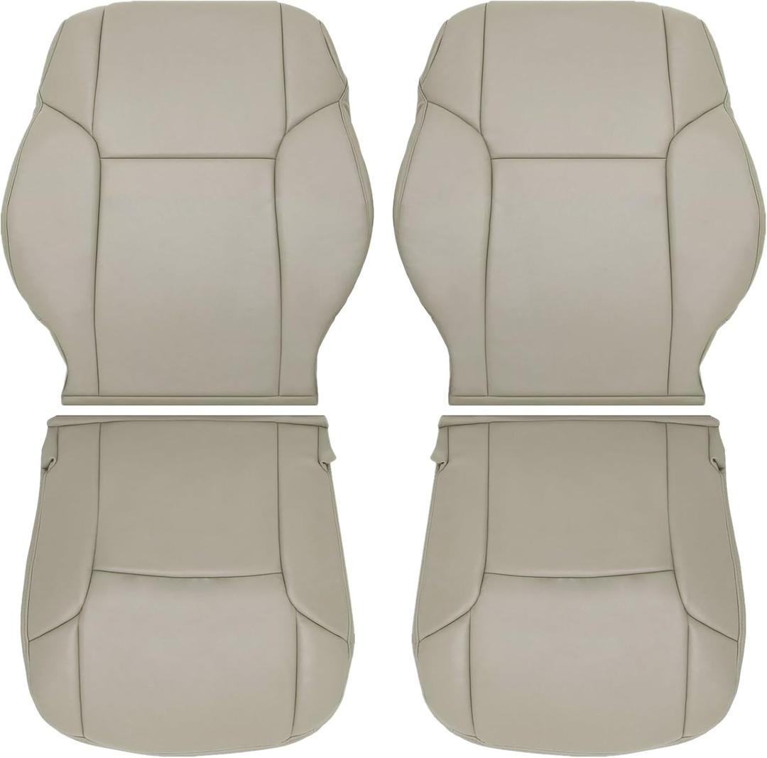 SecosAutoparts Driver & Passenger Side Bottom & Top Lean Back Leather Seat Cover Tan Compatible with Toyota 4Runner Limited 2003 2004 2005 2006 2007 2008 2009