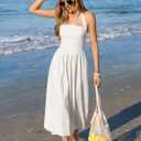 ZESICA Women's Summer Sleeveless Halter Midi Dress 2026 Off Shoulder High Waist Flowy Formal Wedding Guest Long Dresses (White, S)