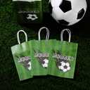 2 x PEUTIER 16pcs Football Party Bags with Handles - Soccer Themed Goodie Bags for Boys, Kids, Adults - Birthday Gift Supplies (Style 7)
