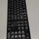 Wireless Keyboard and Mouse Combo, Ergonomic Full Size Typewriter Retro Round Keycaps Keyboard, Compatible with Windows, PC, Perfer for Home and Office Keyboards (Black