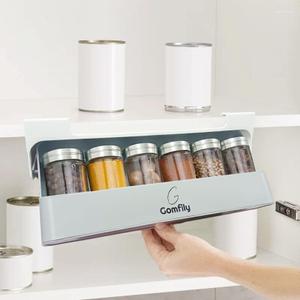 Kitchen Spice Jar Rack Drawer Under Cabinet Space Rack Organizer Stylish Unique Modern Kitchen Gudget with Stickers