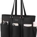 Laptop Tote Bag for Women Leather Work Bags, Large Teacher Bag Capacity With Large Cup Holder for Women, Nurse