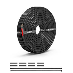 NAOEVO 10 Gauge Wire 2 Conductor Electrical Wire, 10 AWG Stranded PVC Cord, 12V Low Voltage/Tinned Copper/Flexible Cable for Automotive Wiring, Lamp Cord, Marine Cable (15FT)
