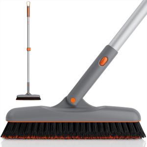 Eazer Grout Brush with Long Handle, 180Rotation Tile Grout Cleaning Brush, V-Shape Shower Scrubber Cleaner, Stiff Bristle for Cleaning Bathroom Tile Floors - 53in