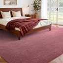 FinRec 5x7 Washable Area Rugs for Bedroom Living Room, Low Pile Thin Rug Solid Color, Non-Slip Carpet Indoor for Home Decor (Red/White)