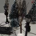 16 PCS Christmas Figurine Village Accessories, Mini Street Light Models with Brush Trees, Miniature Christmas Pathway Street Lamps Lantern Post for DIY Micro Landscape Fairy Garden