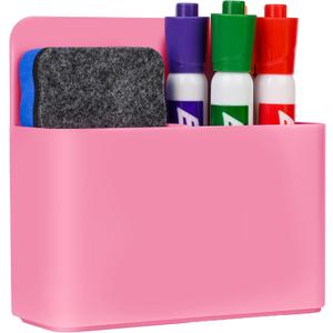 Magnetic Dry Erase Marker Holder, Magnetic Pen Marker Holder for Whiteboard, Fridge, Locker Accessories, School, Office, Home, Magnet Pen Cup,1 Pack, Pink