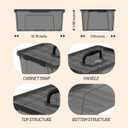 9-Pack Plastic Storage Bins with Lids, 6 Quart Stackable Organization Containers with Latch Buckle.Clear Black