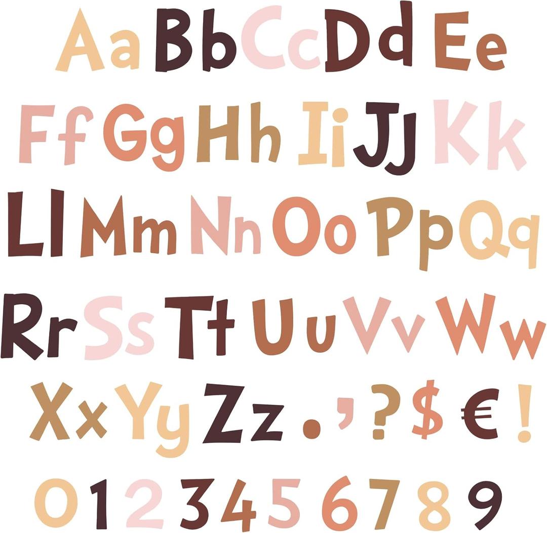 Tenare 268 Pcs Large Bulletin Board Letters 5 Inch Alphabet Combo Set, Chalkboard Poster Letters Cutouts for Board Display Craft Home Wall Decor(Boho Color)