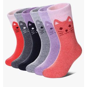 MQELONG Wool Socks for Kids Boys Girls Winter Warm Wool Hiking Thick Boot Cozy Crew Socks, 6 Pairs