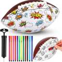 Jenaai Size 3 Color Your Own Football DIY Custom Football Craft Kit with Pump 12 Markers Art Supplies Creativity Arts and Crafts for Birthday Gifts