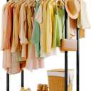 Clothes Rack - Double Rods Clothing Rack with Mesh Shelf, Hooks & Wheels, Metal Clothing Racks for Hanging Clothes & Bags, Multifunctional Garment Rack for Laundry, Black, 28.7" x 16.5" x 59.1"