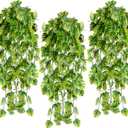 CLONG Artificial Hanging Plants Fake Monstera Hanging Plant UV Resistant Plastic Plants for Outdoor Decoration (6, Green)