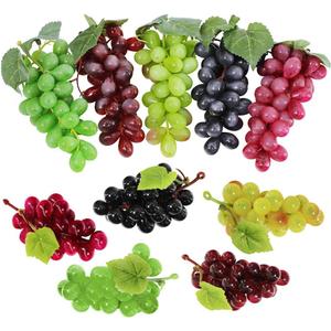 Supla 10 Pack Assorted Artificial Grapes Frosted Grape Clusters Decorative Grapes Bunches Rubber Grape Bundles in Black Purple Red Green for Vintage Wedding Favor Fruit Wine Dcor Faux Fruit Props