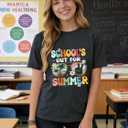 Happy Last Day of School Shirt Womens Schools Out for Summer T-Shirt Teacher Off Duty Gift Shirt (Gray, M)