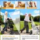 Lightweight Upright Rollator Walker All-Terrain Foldable with seat and Adjustable Height backrest, 300 lbs Capacity, 10" Front & 8" Rear Wheels for Seniors, Adults, bariatric, Includes Cane Holders
