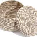 Hemoton Rope Storage Basket Lidded Basket Nursery Storage Container Rattan Storage Basket Wicker Basket with Lid Decor Multifunctional Storage Baskets Baby Diaper Rack Cotton Rope Cute
