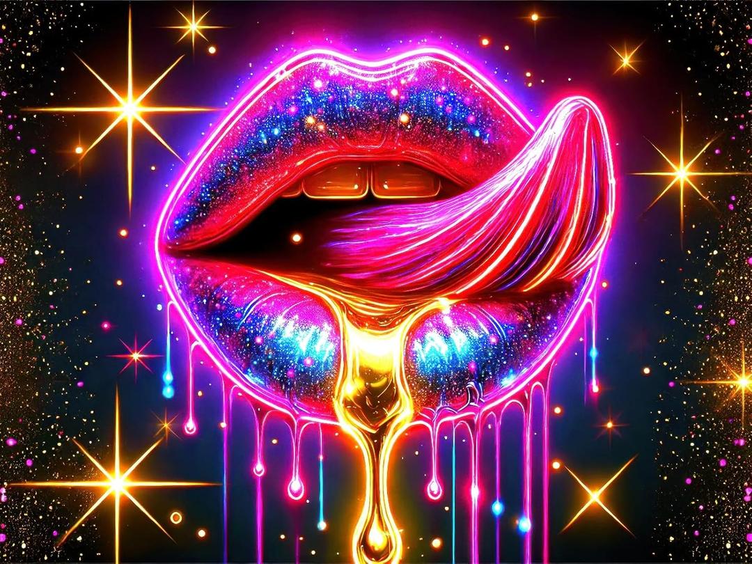 BlissYard Lip Black light Tapestry Hanging Backdrop Glow in The Dark Poster Glitter Lips UV Tapestry for Bedroom Wall Decoration Living Room Artwork Home Room Party Backdrop Decor 78x59 Inch