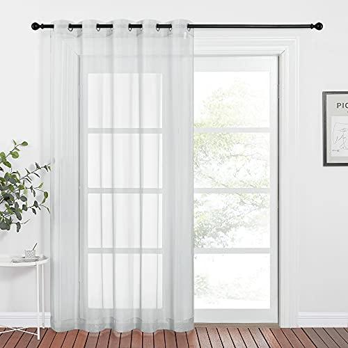 NICETOWN Bedroom Sheer Curtains Light Gray with Casual Style, Grommet Top Lightweight Voile Textured Window Curtains Light and Airy Drapes for Porch/Living Room, 70" W x 84" L, 1 Panel