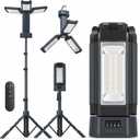 12000mAh Rechargeable Camping Light with Stand 73.2'' | 3200 Lumens Magnetic LED Work Light, Telescopic Detachable Tripod, Remote, Camping Flashlight with Hook, Camping Gear, Grey