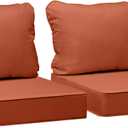 AAAAAcessories Outdoor Deep Seat Cushions, Waterproof, Fade-Resistant Patio Furniture Replacement Cushions, Set of 2, 24" x 24" x 5", Rust, 24"x24"x5" / 24"x19"