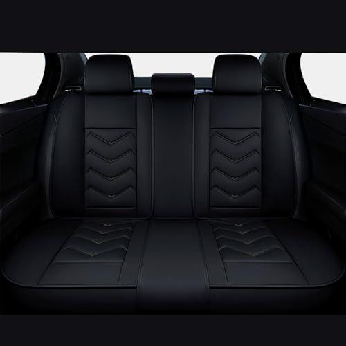 Car Seat Covers in The Back Row, Stylish Sport Seat Cover, Premium Nappa Leather Car Seat Cover. Automobile Seat Covers Sets.(Pure Black)