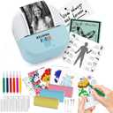 Sticker Printer - Bluetooth Inkless Thermal Printer & Sticker Maker, Wireless Portable Print Pod for iPhone/Android, DIY Labels, Notes, Kids Crafts, Journals - Includes 13 Rolls Paper-Blue