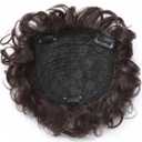 Natural Curly Hair Topper Replacement Hairpiece 13x13cm Short Clip in Wavy Human Hair Topper for Women with Thinning Hair/Loss Darkest Brown Color