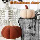 Queekay 2 Pcs Thanksgiving Pumpkin Pillow Pumpkin Decor for Friendsgiving Party Fall Home Thanksgiving Throw Pillow Cushion for Friends Holiday Operation Christmas Sofa Couch(White,Brown)