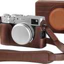 SMALLRIG Leather Case Kit for FUJIFILM X100VI, Including Half Case, Flip Cover and Shoulder Strap, Genuine Leather Material, Portable and Protecting - 4558 (Brown)