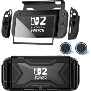 for Nintendo Switch 2 Case 2025 [Built-in Screen & Lag-Free Touch] [Magnetic Joy Con Controllers Friendly], 360°Shockproof Design Cover Accessories for Nintendo Switch 2 & 2 X Thumb Grip