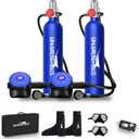 Scuba Tank with Extended Pressure Gauge, DOT/CE-EN250 Certification Lung Tank, 1L Diving Tank, 15-20 Minutes Underwater Exploration with Portable Mini Scuba Tank, 3000 Psi Max Pressure (D010C Blue)